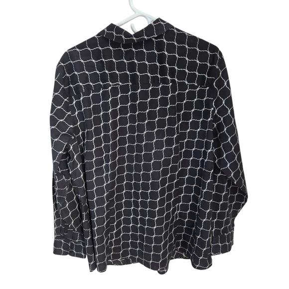 Talbots Black and White Geometric Blouse Size 18 - Picture 2 of 5